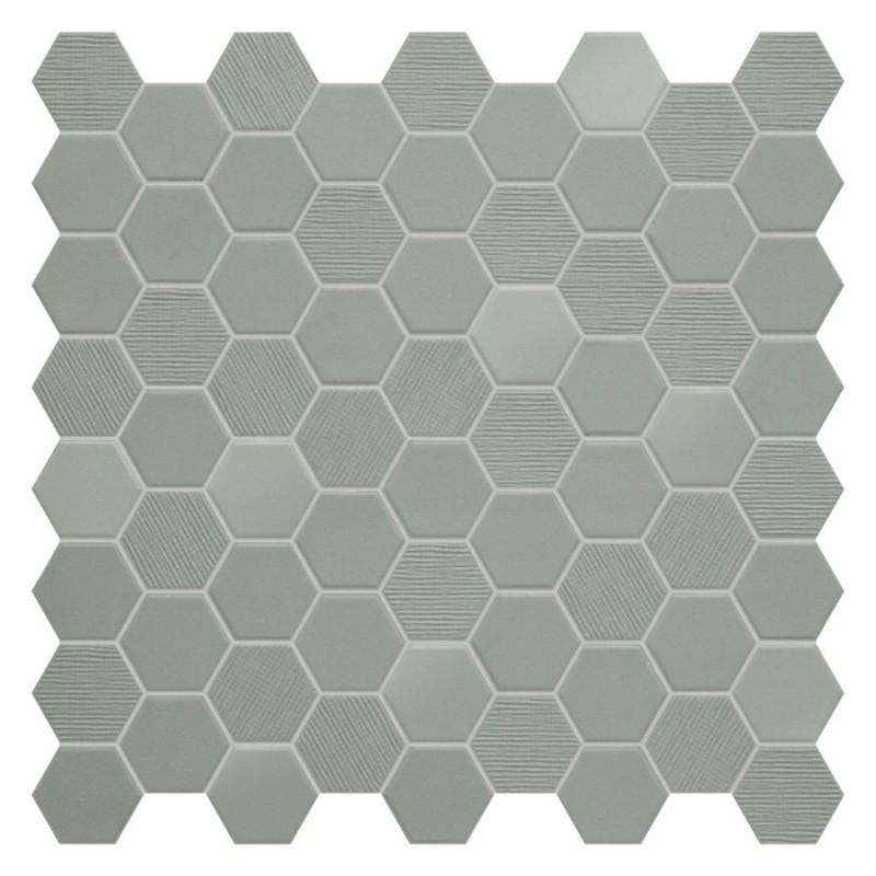 Mini Tomette Mosaique Hexagone Gris Clair Mat Effet Tissu Sol Et Mur