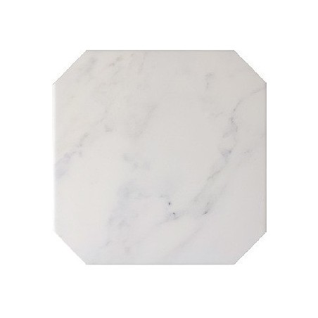 Carrelage octogone imitation marbre mat blanc 20x20cm avec cabochon marbre noir ou blanc 4.6x4.6cm, eqxoctogomarmol blanc