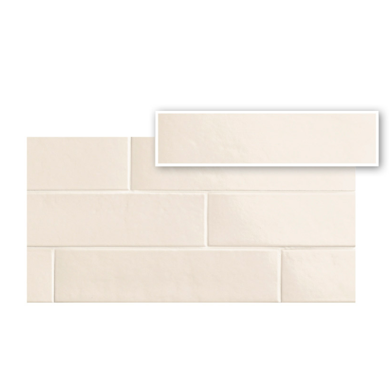 Carrelage imitation Zellige beige brillant 7.5x30cm , natucbella beige dans la salle de bains