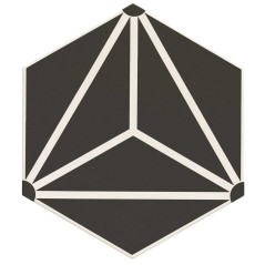 Carrelage hexagone tomette décor effet carreau ciment 28.5x33cm realosaka noir