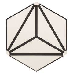 Carrelage hexagone tomette décor effet carreau ciment 28.5x33cm realosaka blanc