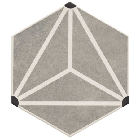 Carrelage hexagone tomette décor effet carreau ciment 28.5x33cm realosaka gris