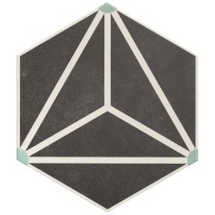 Carrelage hexagone tomette décor effet carreau ciment cusine 28.5x33cm realosaka charcoal