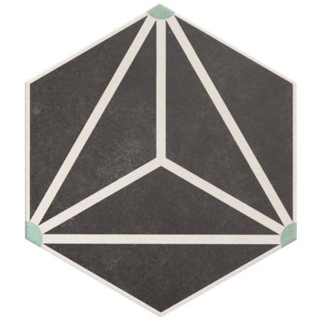 Carrelage hexagone tomette décor effet carreau ciment cusine 28.5x33cm realosaka charcoal