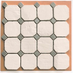 Mosaique de carrelage octogonal en grès cérame émaillé brillant 8x8cm avec cabochon de plusieurs couleurs, natucmare
