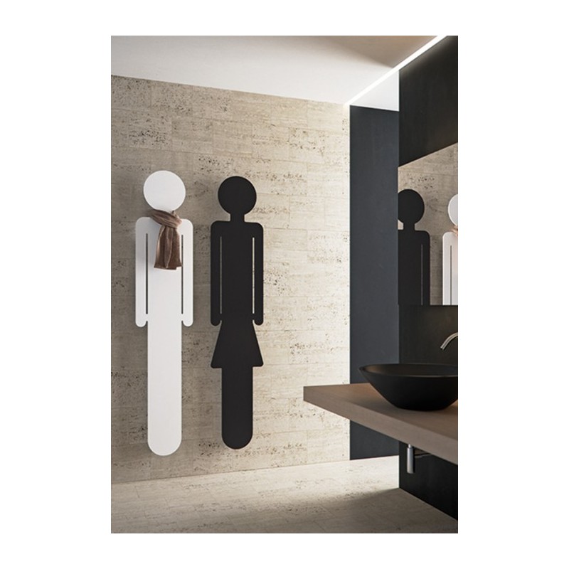 Sèche-serviette radiateur eau chaude design Antoreste silhouette homme  blanc mat 172x34cm
