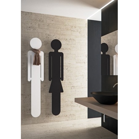 Sèche-serviette radiateur eau chaude design contemporain salle de bain Antemma femme en noir mat 172x34cm