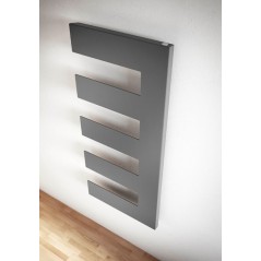 Sèche-serviette radiateur eau chaude contemporain design, Antpetine droit noir mat 68.5x55cm