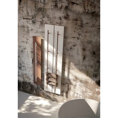 Sèche-serviette radiateur eau chaude design Anteso V blanc mat avec une barre marron mat