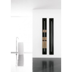 Sèche-serviette  radiateur électrique design salle de bain contemporain Anteso V noir mat avec une barre en métal chromé