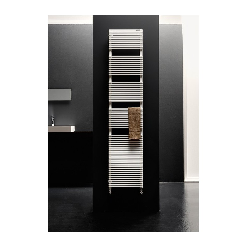 Sèche-serviette radiateur eau chaude design Antxtrimbath blanc brillant