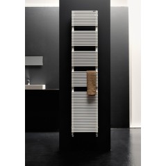 Sèche-serviette radiateur électrique design salle de bain contemporain Antxtrimbath blanc mat largeur 50cm