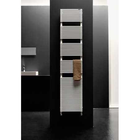 Sèche-serviette radiateur électrique design salle de bain contemporain Antxtrimbath blanc mat largeur 50cm
