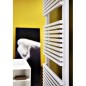 Sèche-serviette radiateur électrique design salle de bain contemporain Antxtrimbath blanc mat largeur 50cm