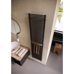 Sèche-serviette radiateur eau chaude vertical moderne design Antxpieno noir mat