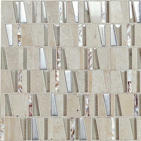 Mosaique salle de bain, crédence cuisine pierre métal et verre moxavi beige 30x30 cm