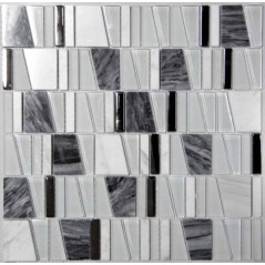 Mosaique crédence cuisine, salle de bain pierre métal et verre moxasi gris 30x30cm