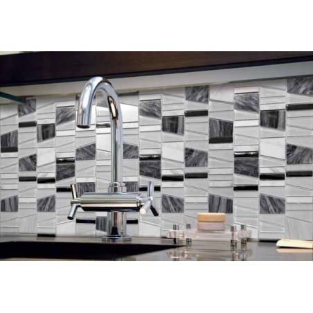 Mosaique crédence cuisine, salle de bain pierre métal et verre mosasi gris 30x31.5 cm