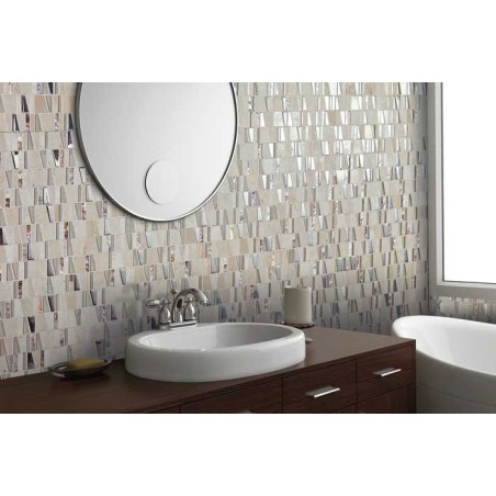 Mosaique salle de bain, crédence cuisine pierre métal et verre mosasi beige 30x31.5 cm