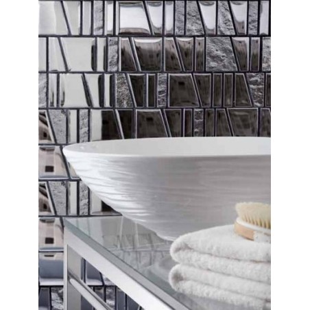 Mosaique salle de bains, crédence cuisine métal mosasi inox 30x31.5 cm