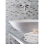mosaique pierre métal salle de bain, cuisine verre moxcity blanc 30x30cm sur trame