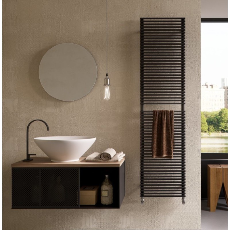 Sèche-serviette radiateur électrique design salle de bain vertical  contemporain Antpieno noir mat