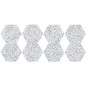 Carrelage hexagonal Dif imitation granit blanc anti-dérapant 25x22x0.9cm, R11 A+B+C