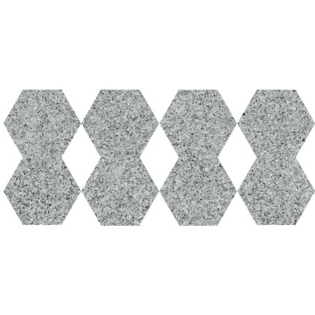 Carrelage hexagonal D imitation granit gris anti-dérapant 25x22x0.9cm, R11 A+B+C
