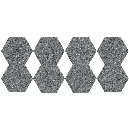 Carrelage hexagonal D imitation granit noir anti-dérapant 25x22x0.9cm, R11 A+B+C