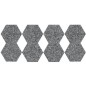 Carrelage hexagonal Dif imitation granit noir anti-dérapant 25x22x0.9cm, R11 A+B+C