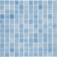 Emaux de verre piscine bleu clair nuancé mosaique salle de bain moxbr-2003 2.5x2.5cm sur trame.