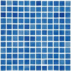 Emaux de verre piscine bleu foncé mosaique salle de bain moxbr-2004 antidérapant 2.5x2.5x0.4 cm sur trame.