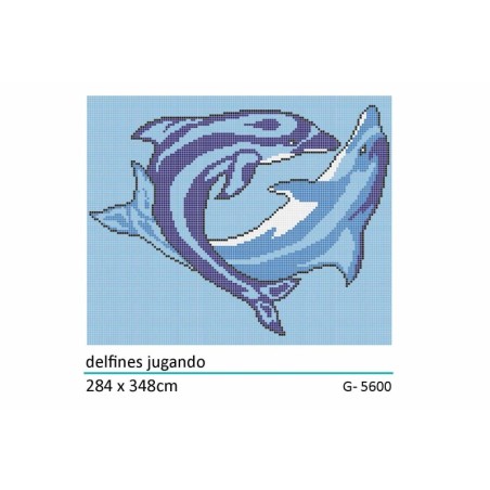 Décor en emaux de verre pour piscine: dauphins qui jouent 284x348cm