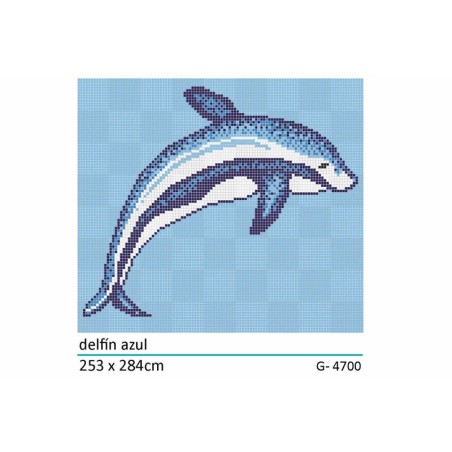 Décor en emaux de verre pour piscine: dauphin bleu 253x284cm