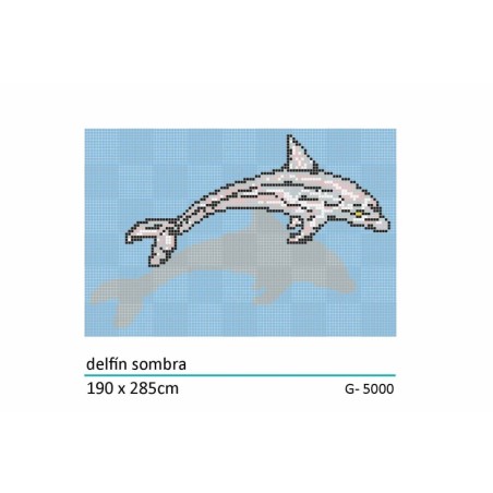 Décor en emaux de verre pour piscine: dauphin sombre 190x285cm