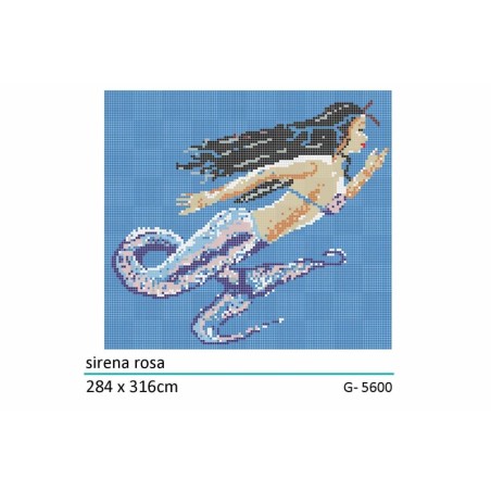 Décor en emaux de verre pour piscine: sirène rose 285x316cm