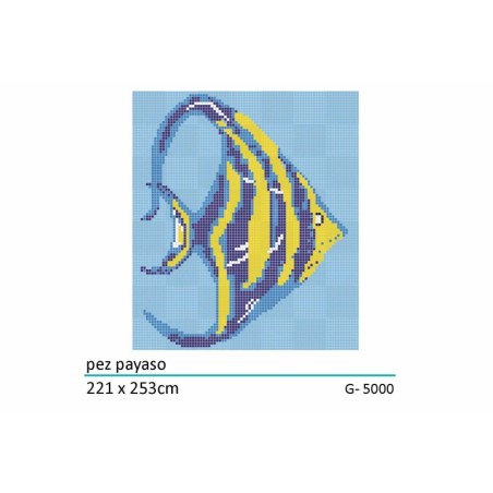 Décor en emaux de verre pour piscine: poisson clown 158x253cm