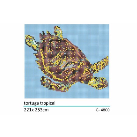 Décor en emaux de verre pour piscine: tortue tropicale 221x253cm