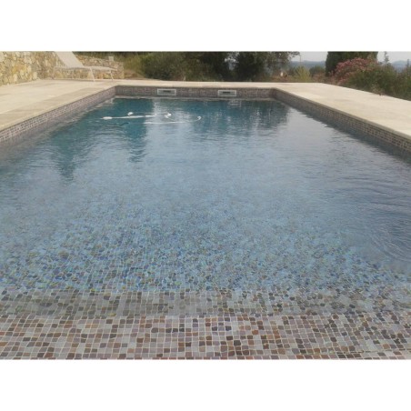 Emaux de verre trois couleurs piscine mosaique salle de bain moxcombi-7 2.5x2.5cm sur trame.