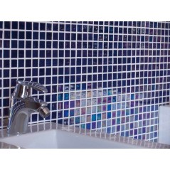 Emaux de verre bleu foncé aspect métal mosaique salle de bain acquaris jacinto 2.5x2.5 cm