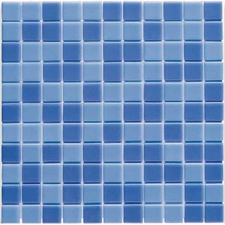 Emaux de verre antiderapant bleu mélangé pour le sol de la salle de bain piscine mosaique moscombi-2  2.5x2.5cm sur trame.