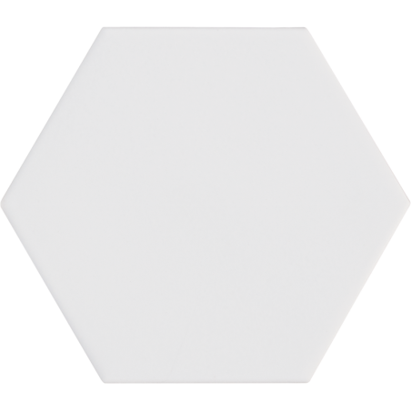 Carrelage hexagonal, petite tomette blanc mat , 11.6x10.1cm eqxmatika white sol et mur