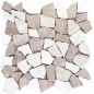 Galet plat marbre blanc et beige sur trame 30x30x1cm, mox noa coral, pour la salle de bains