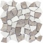 Galet plat marbre blanc et marron sur trame 30x30x1cm, mox noa mix, pour la salle de bains