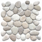 Galet rond blanc gris sur trame 30x30cm, mox piedra ibiza, pour la salle de bains