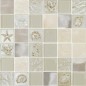 mosaique effet métallique decor mer 5x5cm beige sur trame 30x30x1cm moxmarina beige