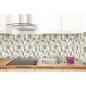 mosaique effet métallique decor cuisine 5x5cm beige sur trame moxkitchen beige