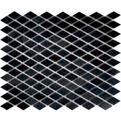 Mosaique salle de bain losange marbre noir poli brillant sur trame 39.2x32cm mox diamond noir