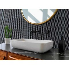 Mosaique salle de bain triangle marbre noir sur trame 39.2x32cm modiamond noir