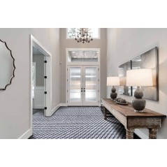 Mosaique losange salle de bain marbre blanc, gris et noir poli brillant sur trame 28.5x22.5cm mox cubonoir